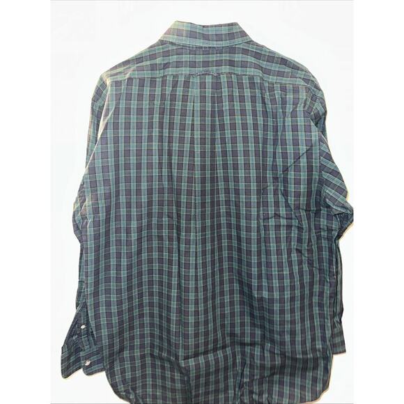 Lands and green and blue plaid, long sleeve button down collared shirt - Picture 2 of 5